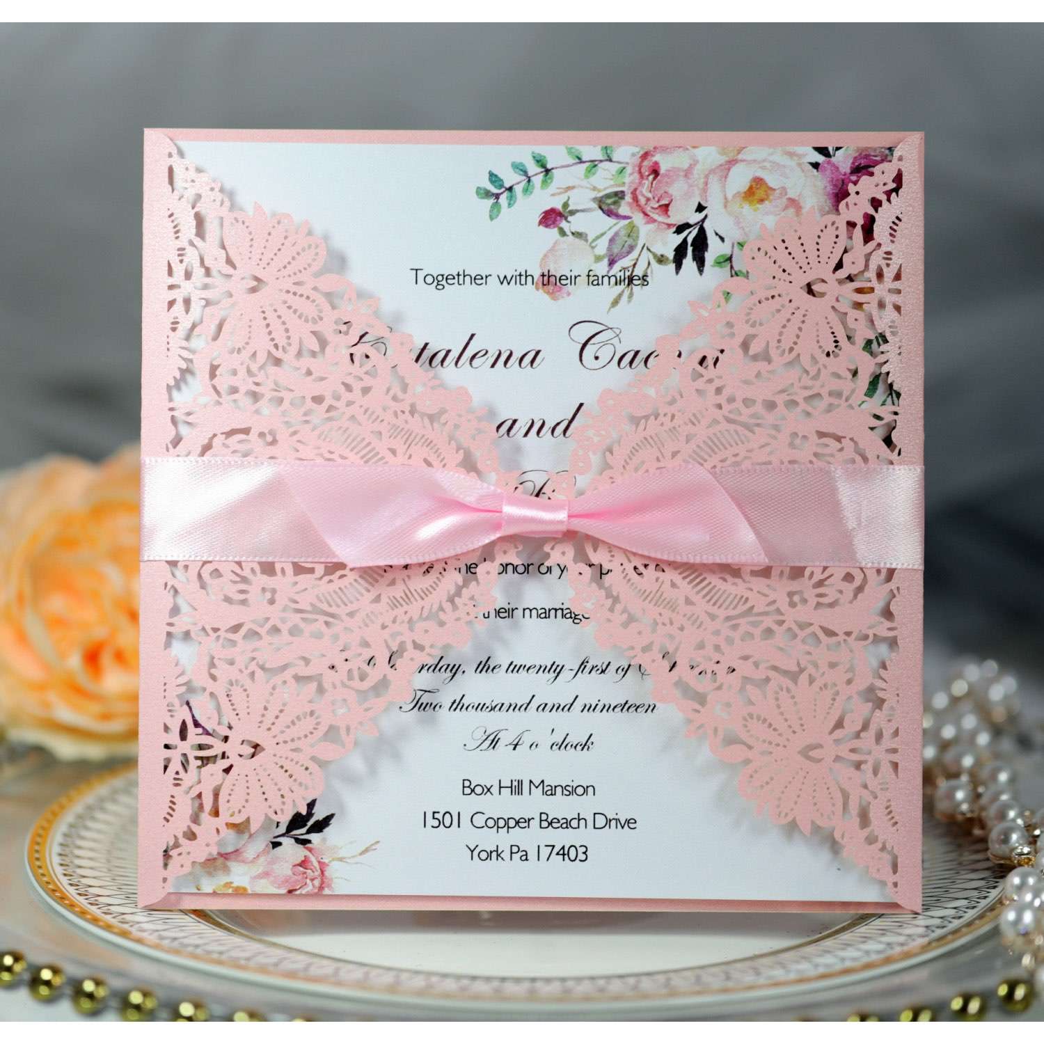 Vellum Paper Invitation Card With Hemp Rope Wedding Invitation With Ribbon Bow